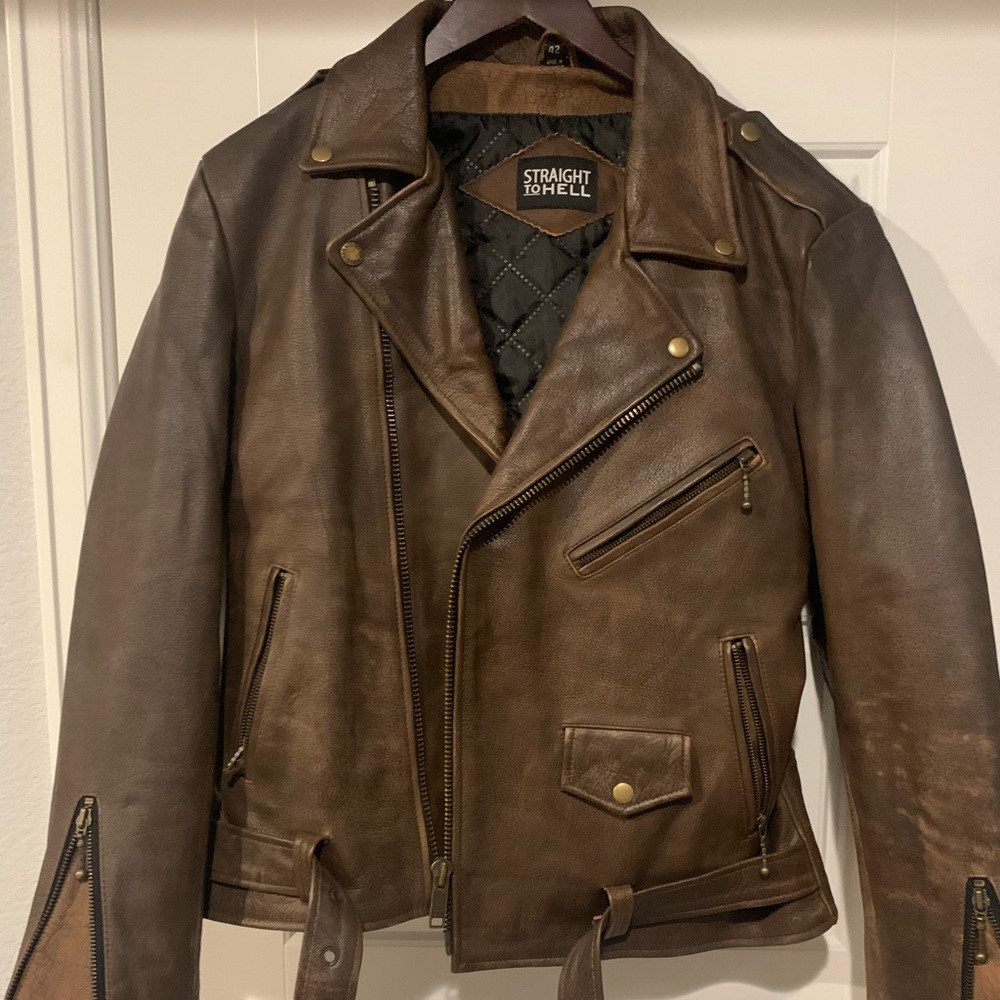 Straight To Hell Commando Leather Jacket (Brown)